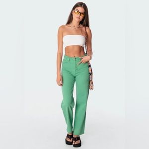 Edikted Willa Wide Leg Jeans in Green